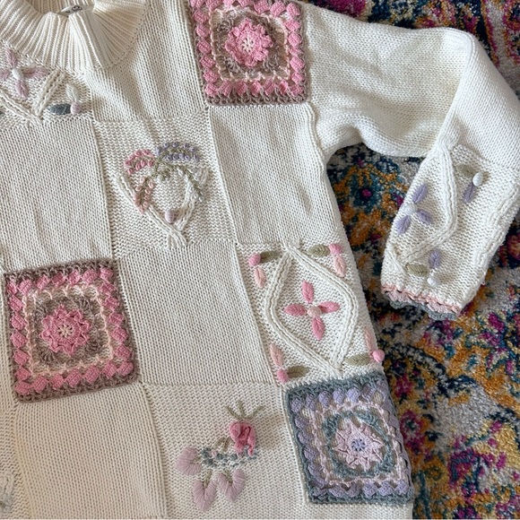 One of a kind Vintage 80s Embellished knit mock neck sweater - Picture 6 of 9